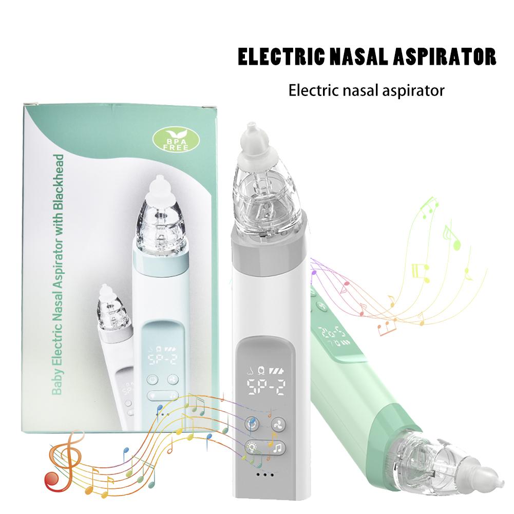 Limpador de nariz elétrico com música, aspirador nasal para bebês.