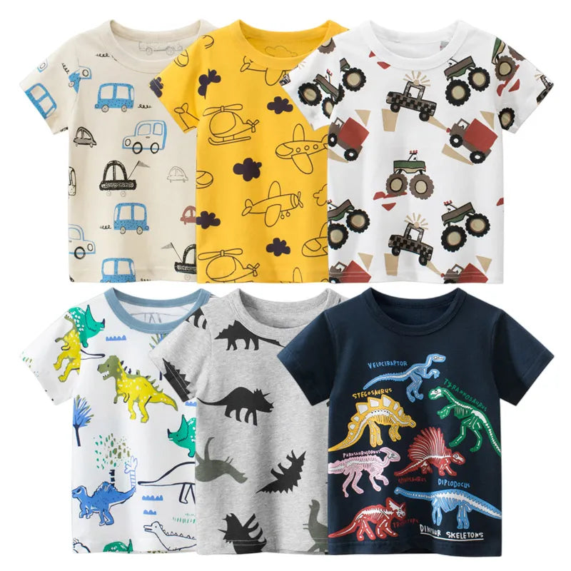 Camiseta de manga curta com estampa para meninos 1- 8 anos