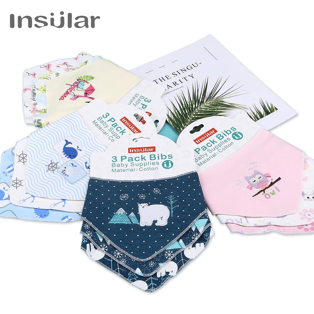 3Pcs Baby Island Bibs Bandana Cotton Infant Towel for Boys Girls