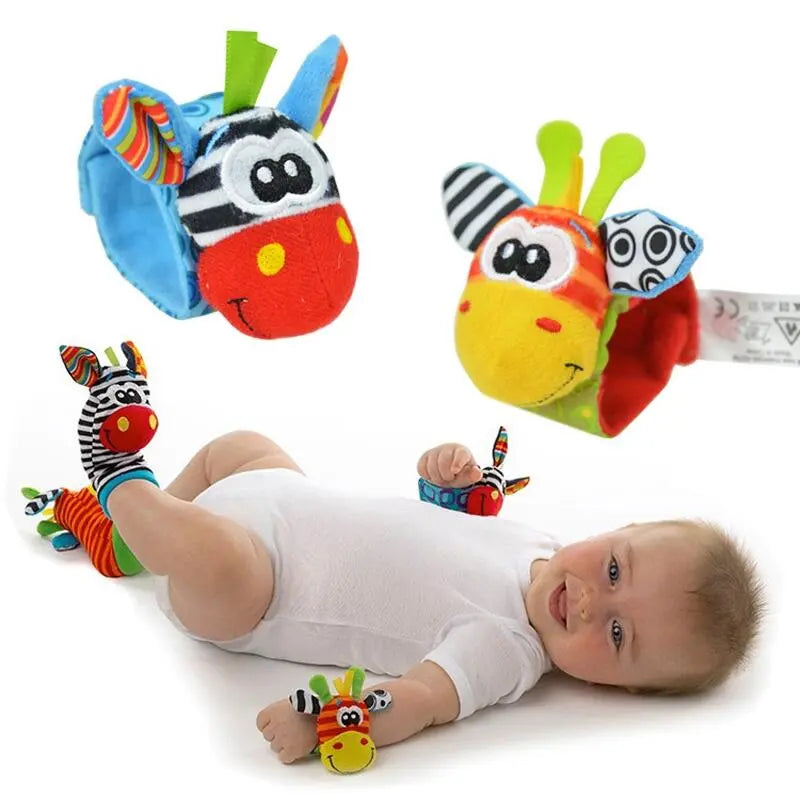 Baby Rattle Toys Cute Stuffed Animals Wrist Rattle Foot Finder Socks 0~12 Months for Infant Boy Girl