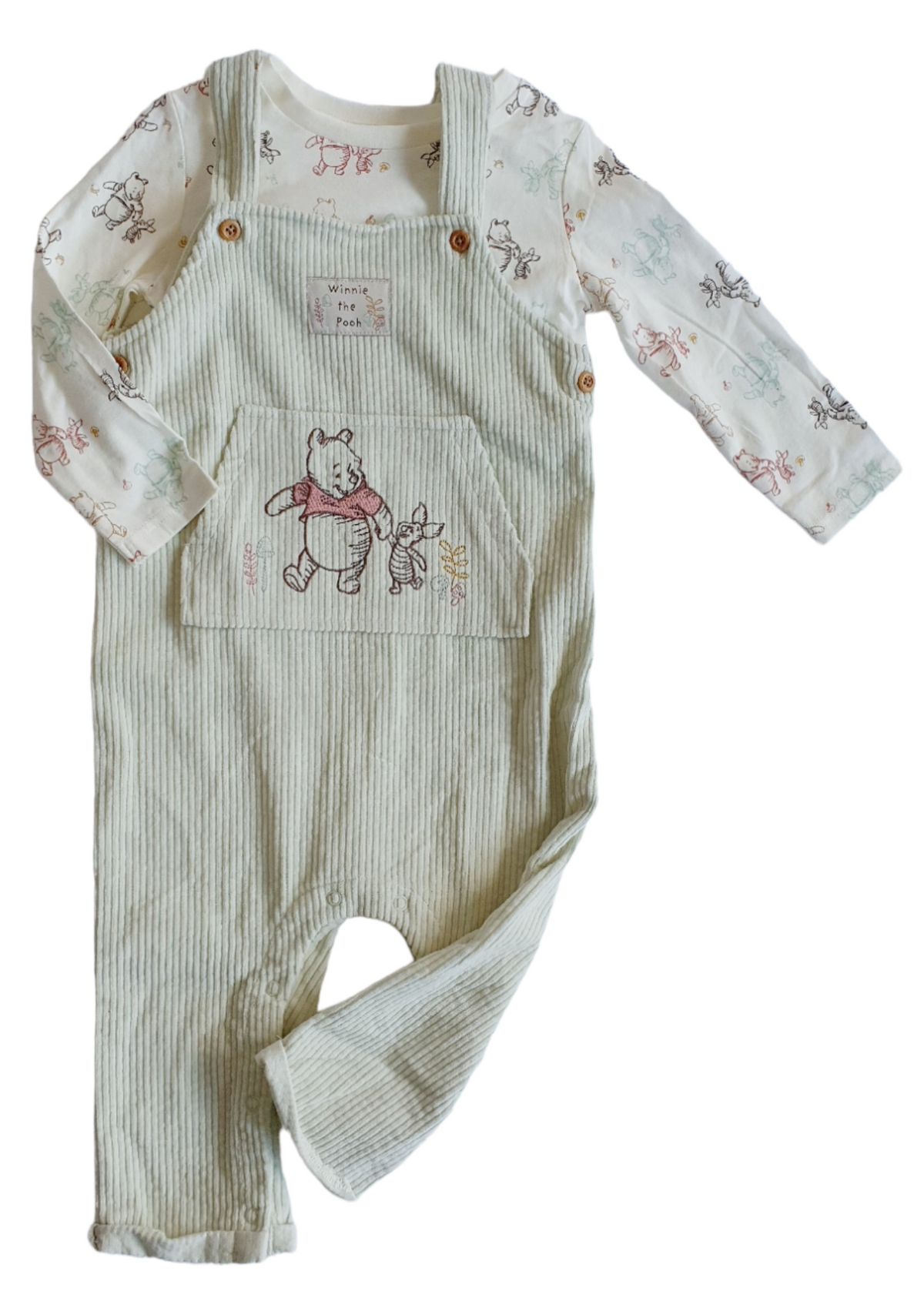 Winnie the Pooh character jumpsuit and long-sleeved t-shirt set